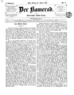 Der Kamerad Dienstag 10. Januar 1865