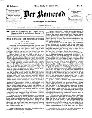 Der Kamerad Dienstag 31. Januar 1865