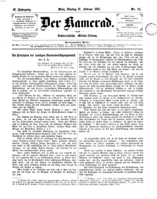 Der Kamerad Dienstag 21. Februar 1865