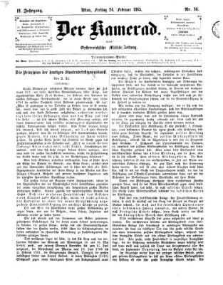 Der Kamerad Freitag 24. Februar 1865