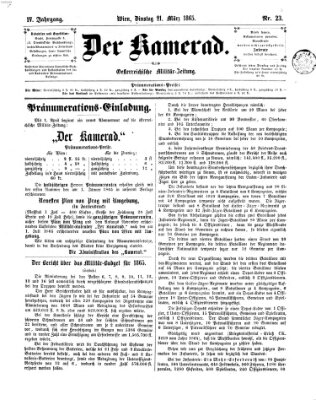 Der Kamerad Dienstag 21. März 1865