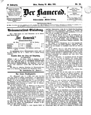 Der Kamerad Dienstag 28. März 1865