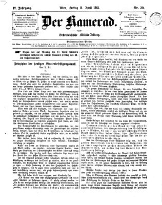 Der Kamerad Freitag 14. April 1865