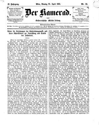 Der Kamerad Dienstag 25. April 1865