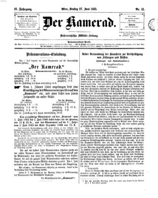 Der Kamerad Dienstag 27. Juni 1865