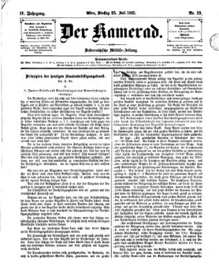 Der Kamerad Dienstag 25. Juli 1865