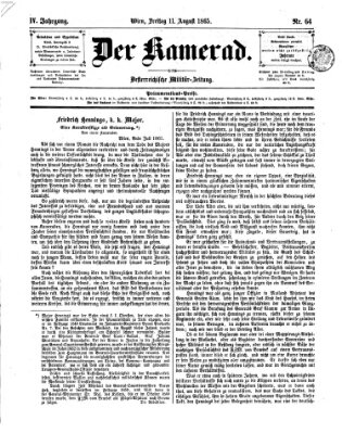 Der Kamerad Freitag 11. August 1865