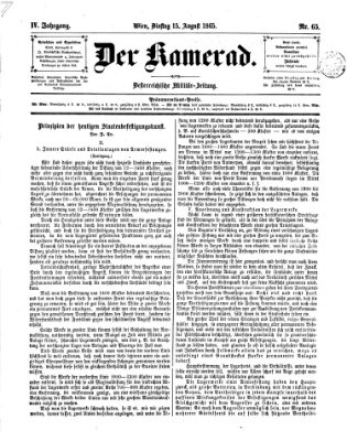 Der Kamerad Dienstag 15. August 1865