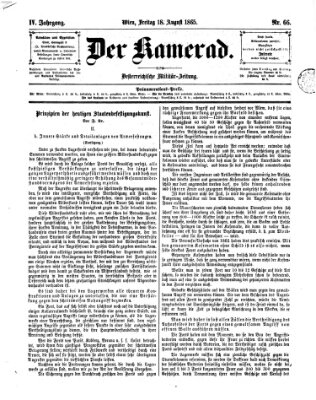 Der Kamerad Freitag 18. August 1865