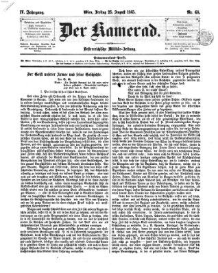 Der Kamerad Freitag 25. August 1865