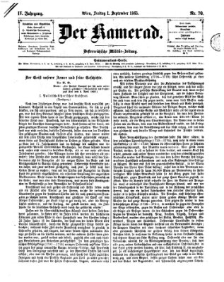 Der Kamerad Freitag 1. September 1865