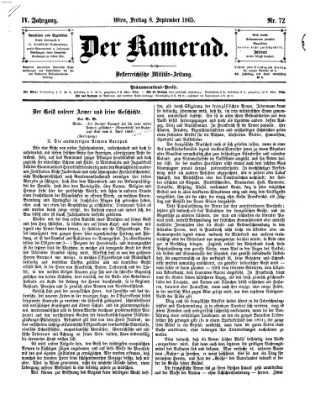 Der Kamerad Freitag 8. September 1865