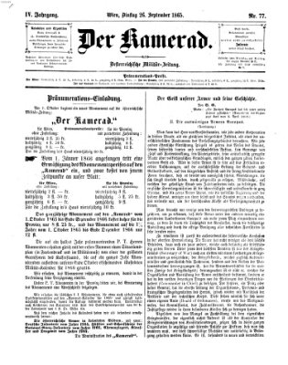 Der Kamerad Dienstag 26. September 1865