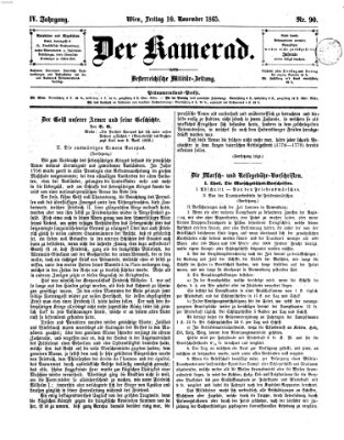 Der Kamerad Freitag 10. November 1865