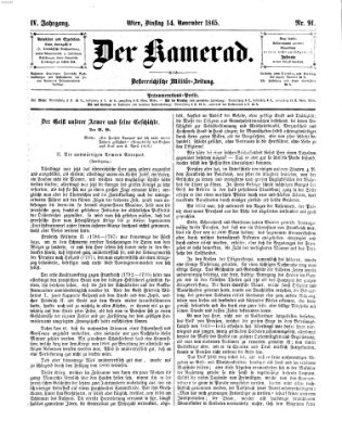 Der Kamerad Dienstag 14. November 1865