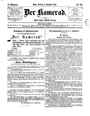 Der Kamerad Freitag 15. Dezember 1865