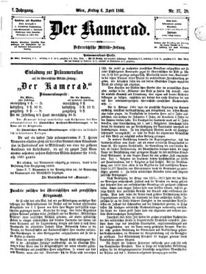 Der Kamerad Freitag 6. April 1866