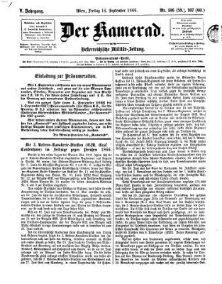 Der Kamerad Freitag 14. September 1866