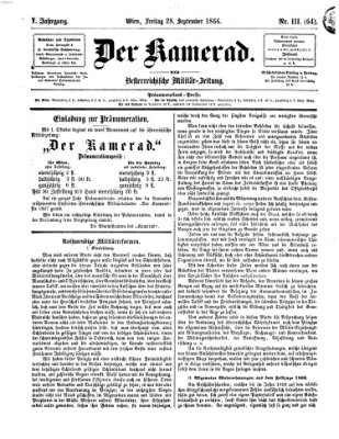 Der Kamerad Freitag 28. September 1866