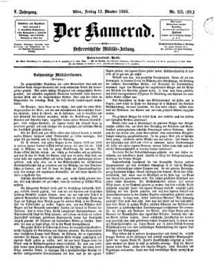 Der Kamerad Freitag 12. Oktober 1866