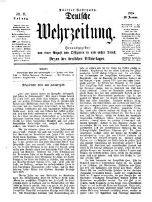 Deutsche Wehrzeitung (Allgemeine deutsche Arbeiter-Zeitung) Dienstag 10. Januar 1865