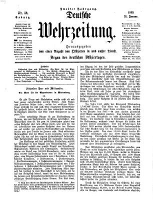 Deutsche Wehrzeitung (Allgemeine deutsche Arbeiter-Zeitung) Dienstag 31. Januar 1865