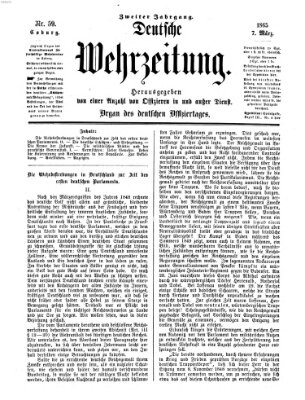 Deutsche Wehrzeitung (Allgemeine deutsche Arbeiter-Zeitung) Dienstag 7. März 1865