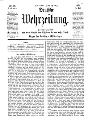 Deutsche Wehrzeitung (Allgemeine deutsche Arbeiter-Zeitung) Dienstag 18. Juli 1865