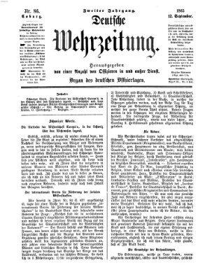 Deutsche Wehrzeitung (Allgemeine deutsche Arbeiter-Zeitung) Dienstag 12. September 1865