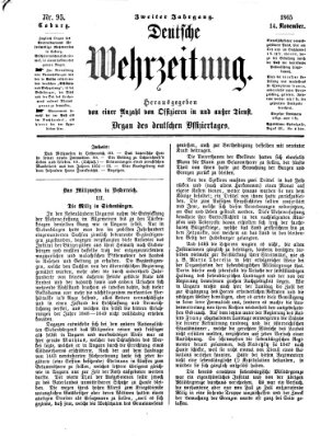 Deutsche Wehrzeitung (Allgemeine deutsche Arbeiter-Zeitung) Dienstag 14. November 1865