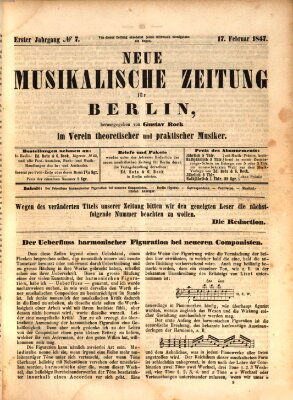 Neue Berliner Musikzeitung Mittwoch 17. Februar 1847