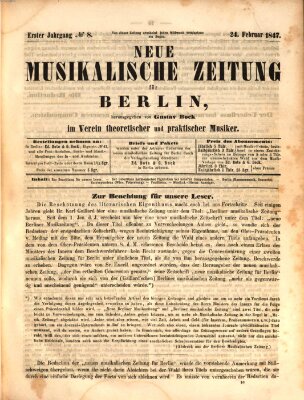 Neue Berliner Musikzeitung Mittwoch 24. Februar 1847