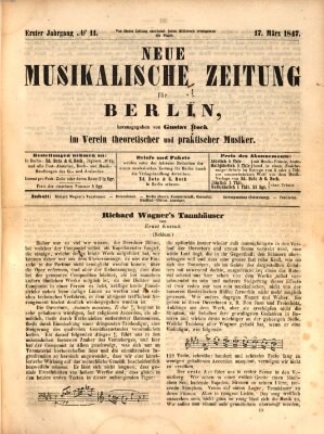 Neue Berliner Musikzeitung Mittwoch 17. März 1847