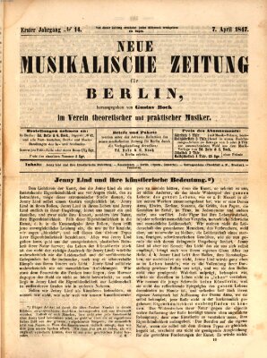 Neue Berliner Musikzeitung Mittwoch 7. April 1847