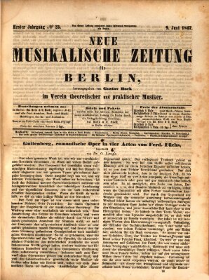 Neue Berliner Musikzeitung Mittwoch 9. Juni 1847