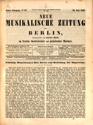 Neue Berliner Musikzeitung Mittwoch 23. Juni 1847