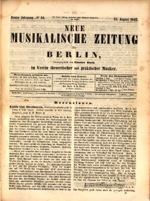 Neue Berliner Musikzeitung Mittwoch 25. August 1847