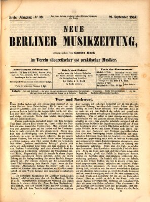 Neue Berliner Musikzeitung Mittwoch 29. September 1847