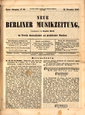 Neue Berliner Musikzeitung Samstag 13. November 1847