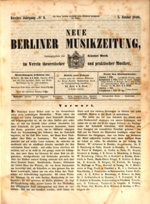 Neue Berliner Musikzeitung Mittwoch 5. Januar 1848