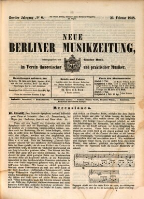 Neue Berliner Musikzeitung Mittwoch 23. Februar 1848