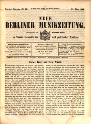 Neue Berliner Musikzeitung Mittwoch 22. März 1848