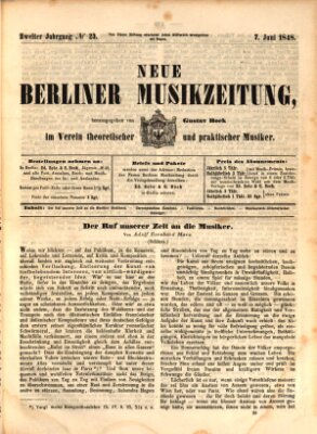 Neue Berliner Musikzeitung Mittwoch 7. Juni 1848