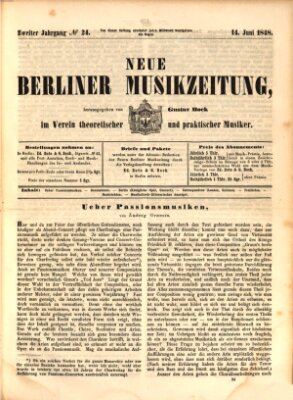 Neue Berliner Musikzeitung Mittwoch 14. Juni 1848