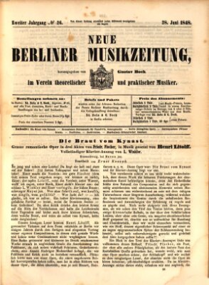 Neue Berliner Musikzeitung Mittwoch 28. Juni 1848