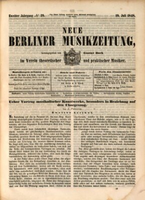 Neue Berliner Musikzeitung Mittwoch 19. Juli 1848