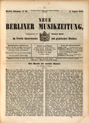 Neue Berliner Musikzeitung Mittwoch 2. August 1848