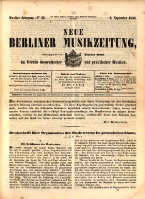 Neue Berliner Musikzeitung Mittwoch 6. September 1848