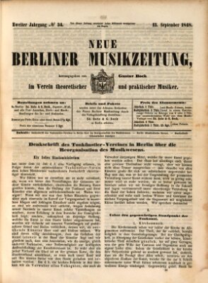 Neue Berliner Musikzeitung Mittwoch 13. September 1848