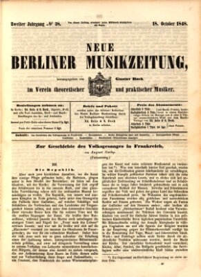 Neue Berliner Musikzeitung Mittwoch 18. Oktober 1848